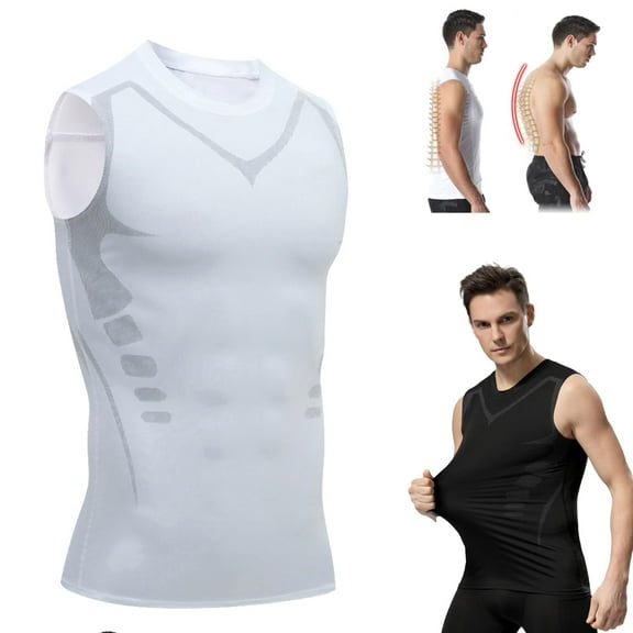 Menionic Tourmaline Posture Corrector Vest,Ionic Shaping Sleeveless Shirt,Back Posture Corrector for Men, Ionic Shaping Vest for Men