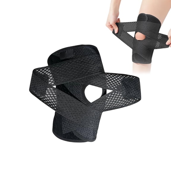 Meniscus Knee Brace,  Knee Brace with Air Mesh Fabric & Three-Layer Silicone Pads, Adjustable Non-Slip Knees Wrap for Running, Gym, Sports & Daily Activity