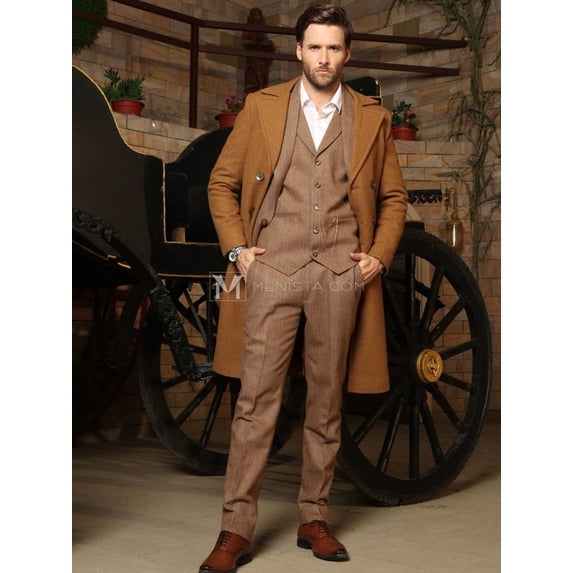 Menista Camel Brown Wool Blend Long Coat - Timeless Elegance and Comfort