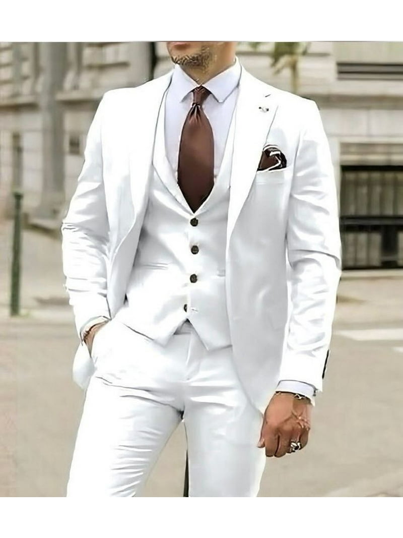 Menista Suit Classy Three Piece White Mens Suit for Wedding, Engagement,  Prom, Groom wear and Groomsmen Suits - Walmart.com, image size:800x1067