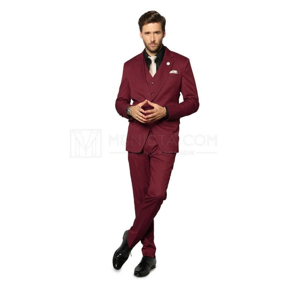 Menista Suit Premium Three Piece Burgundy Mens Suit for Wedding, Engagement, Prom, Groom wear and Groomsmen Suits