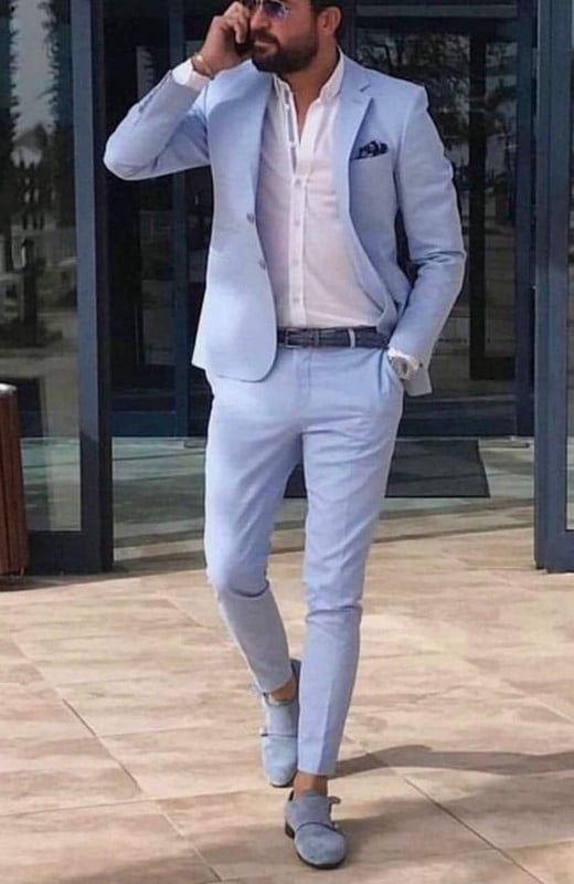 Menista Suit Premium Two Piece Sky Blue Mens Suit for Wedding, Engagement,  Prom, Groom wear and Groomsmen Suits - Walmart.com