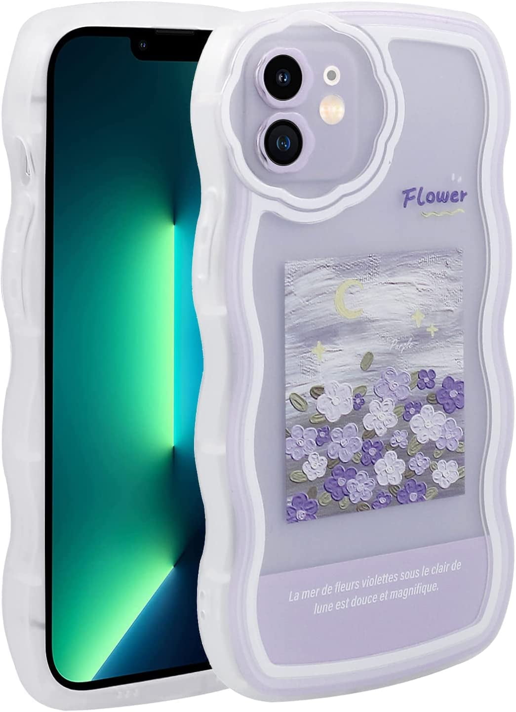 Walmart iPhone 12 Case, Full-Body Shockproof, Purple Oil Painting