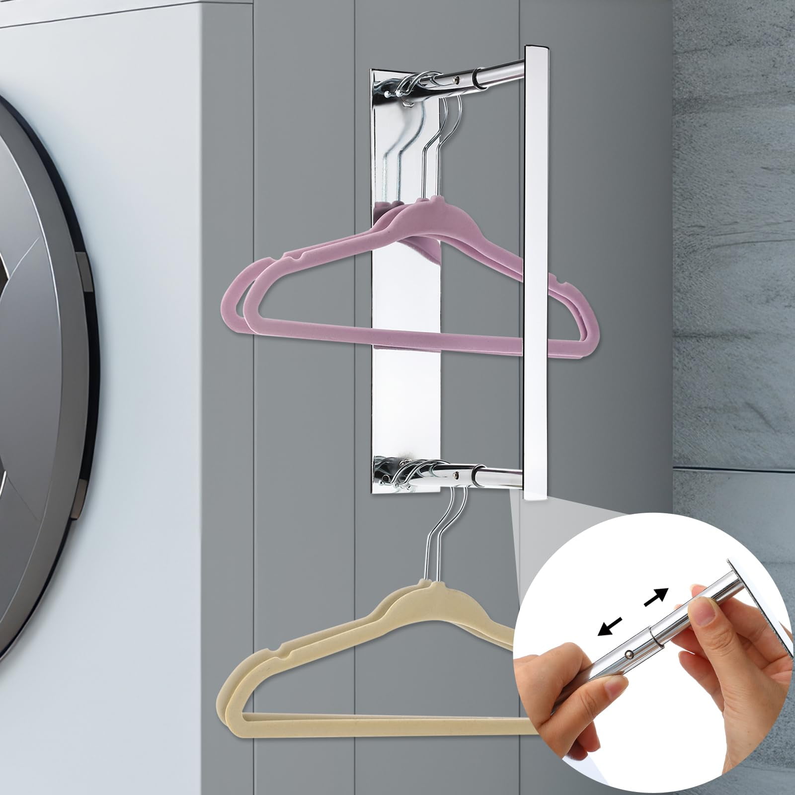 Magnetic Hanger Organizer Rack - Heavy Duty Hanger Stacker For Laundry Room, Holds 20 Hangers, Space Saving (White)