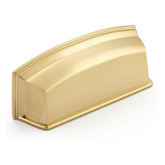 Menlo Park Cup Pull 3-1/2in Brass - Cabinet Hardware - Kitchen & Bathroom Drawer Pulls - Signature Brass Finish - 534-SSB