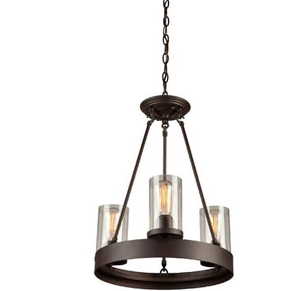 Menlo Park Three Light Chandelier - Dark Chocolate - Retro Style
