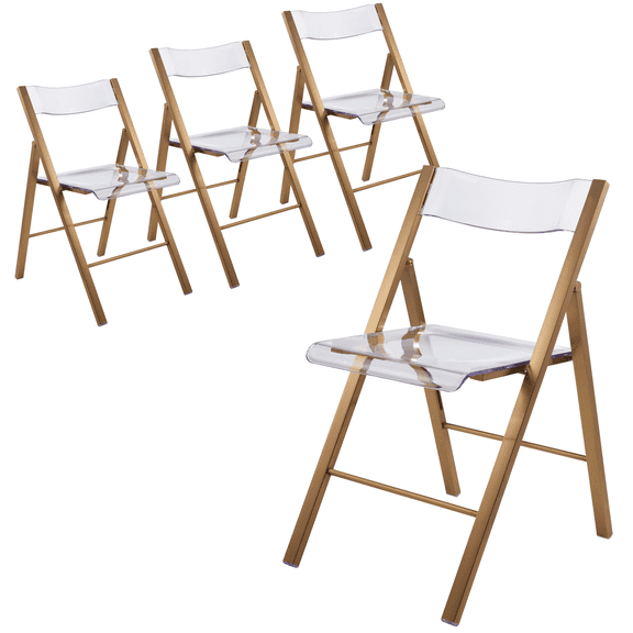 Menno Transparent Folding Chair – Lightweight Foldable Plastic Chair for Indoor & Outdoor Use, No Assembly Required, Ideal for Parties, Events, and Outdoor Gatherings in Clear Set of 4