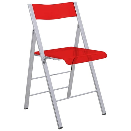 Menno Transparent Folding Chair – Lightweight Foldable Plastic Chair for Indoor & Outdoor Use, No Assembly Required, Ideal for Parties, Events, and Outdoor Gatherings in Transparent Red