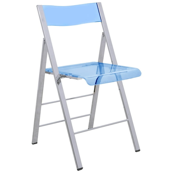 Menno Transparent Folding Chair – Lightweight Foldable Plastic Chair for Indoor & Outdoor Use, No Assembly Required, Ideal for Parties, Events, and Outdoor Gatherings in Transparent Blue