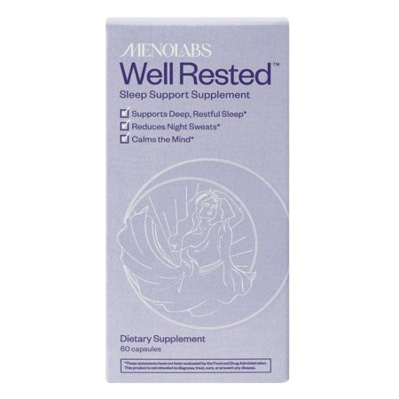 MenoLabs Well Rested Menopause Treatment and Support Supplement Sleep Aid and Night Sweat Relief, 60 Count