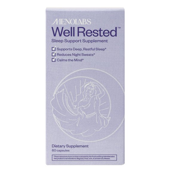 MenoLabs Well Rested Menopause Treatment and Support Supplement Sleep Aid and Night Sweat Relief, 60 Count