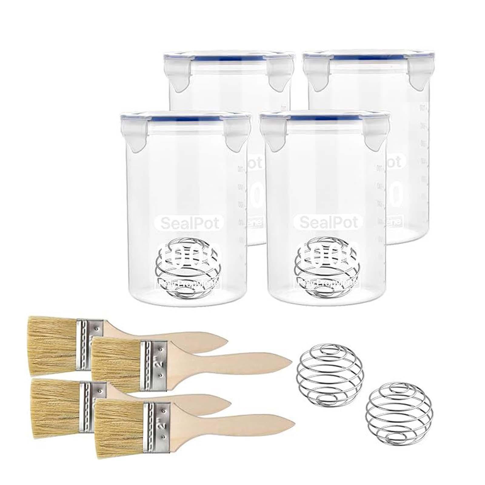 Menolana 4 Sets Paint Containers Airtight Paint Cups 1000ml Transparent Paint Storage for DIY