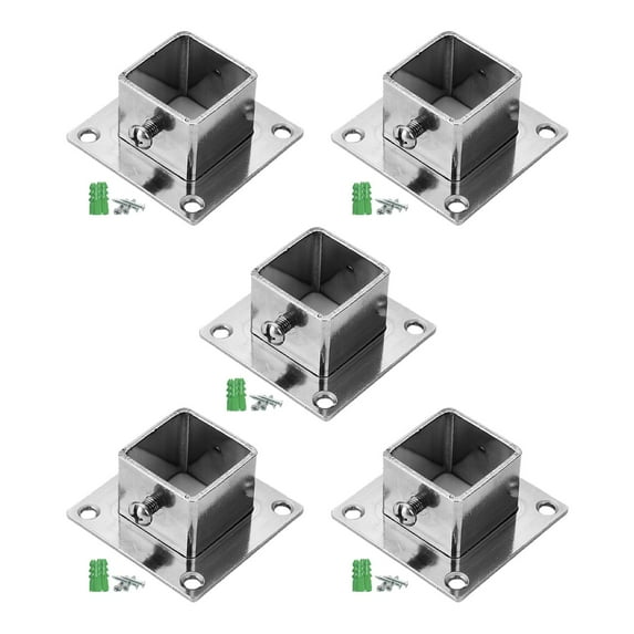 Menolana 5 Pieces Square Post Flange Floor Post Flange Deck Mount Multifunction Post Brackets Anti Rust Handrails Hand Rails Inner Dia 26mm
