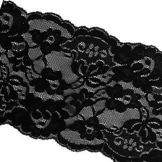 1 Pair Fine Lace Fabric Patches Embroidered Trim Applique Decor Dress Decoration (Black +Silver)