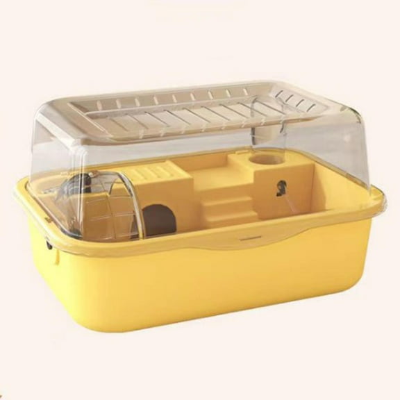 Menolana Hamster Cage Hamster Habitat Luxury Ventilation Breathable Exercise Playing House Small Animal Cage Gerbils Sugar Glider Rats yellow