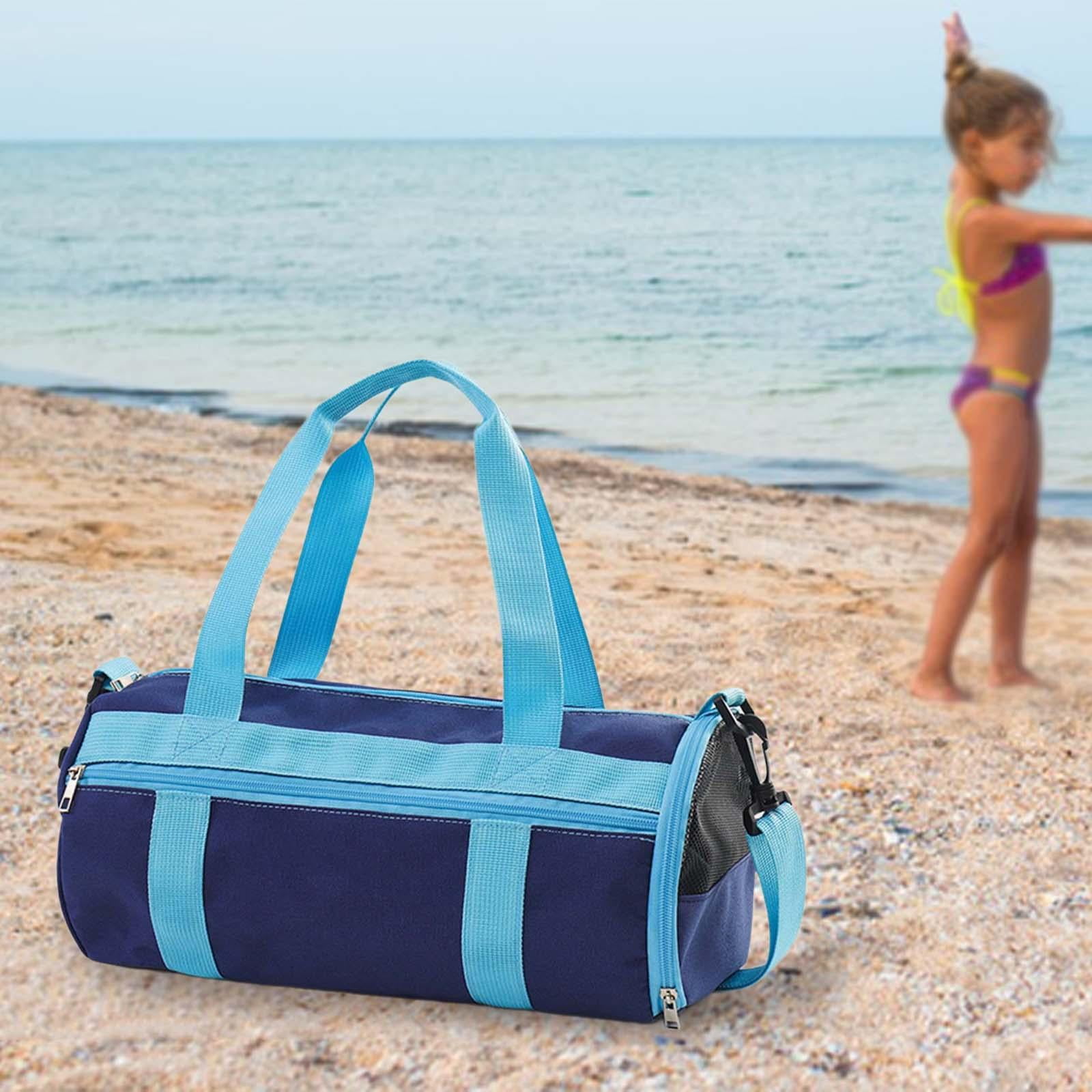 Menolana Kid Travel Duffle Bag with Shoe Compartment Weekender Sleepover Carry on Bag Swimming Bag Sports Gym Bag for Camp Swim Beach Blue