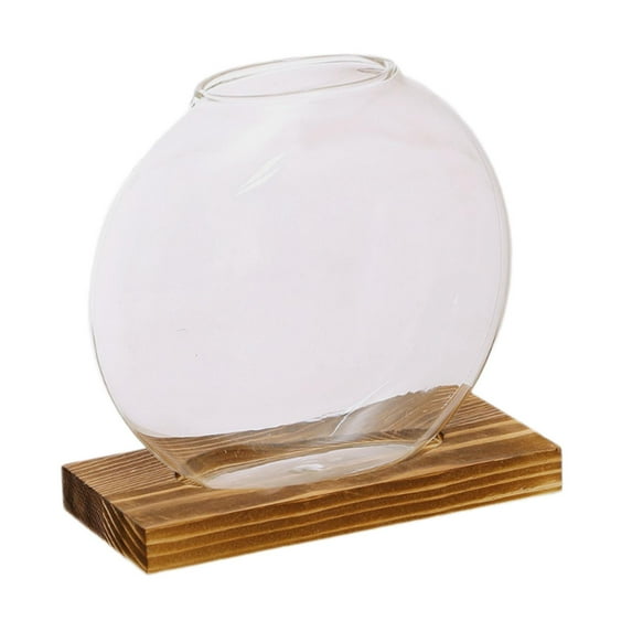 Menolana Plants , Glass Planter Terrarium Decor, Hydroponics Plant Vase Flower Vase for Bedroom Indoor Plants Garden Dark Wood Color