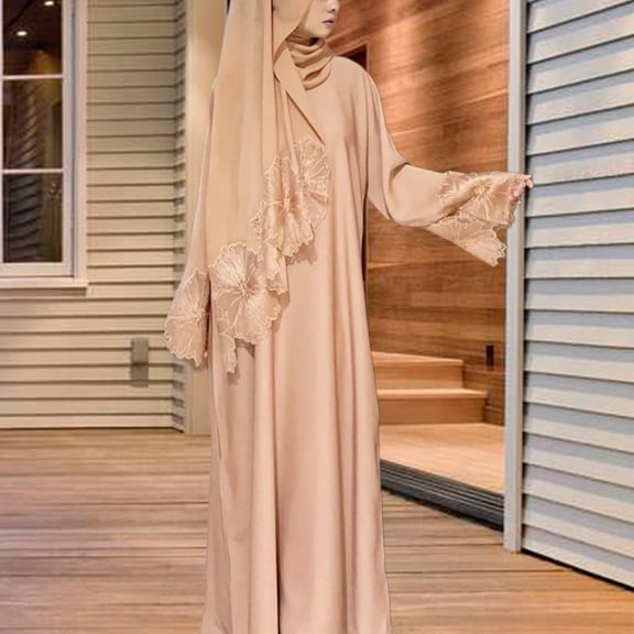 Menolana Robe for Women with Head Scarf Lightweight Abaya Dress for Holidays Party