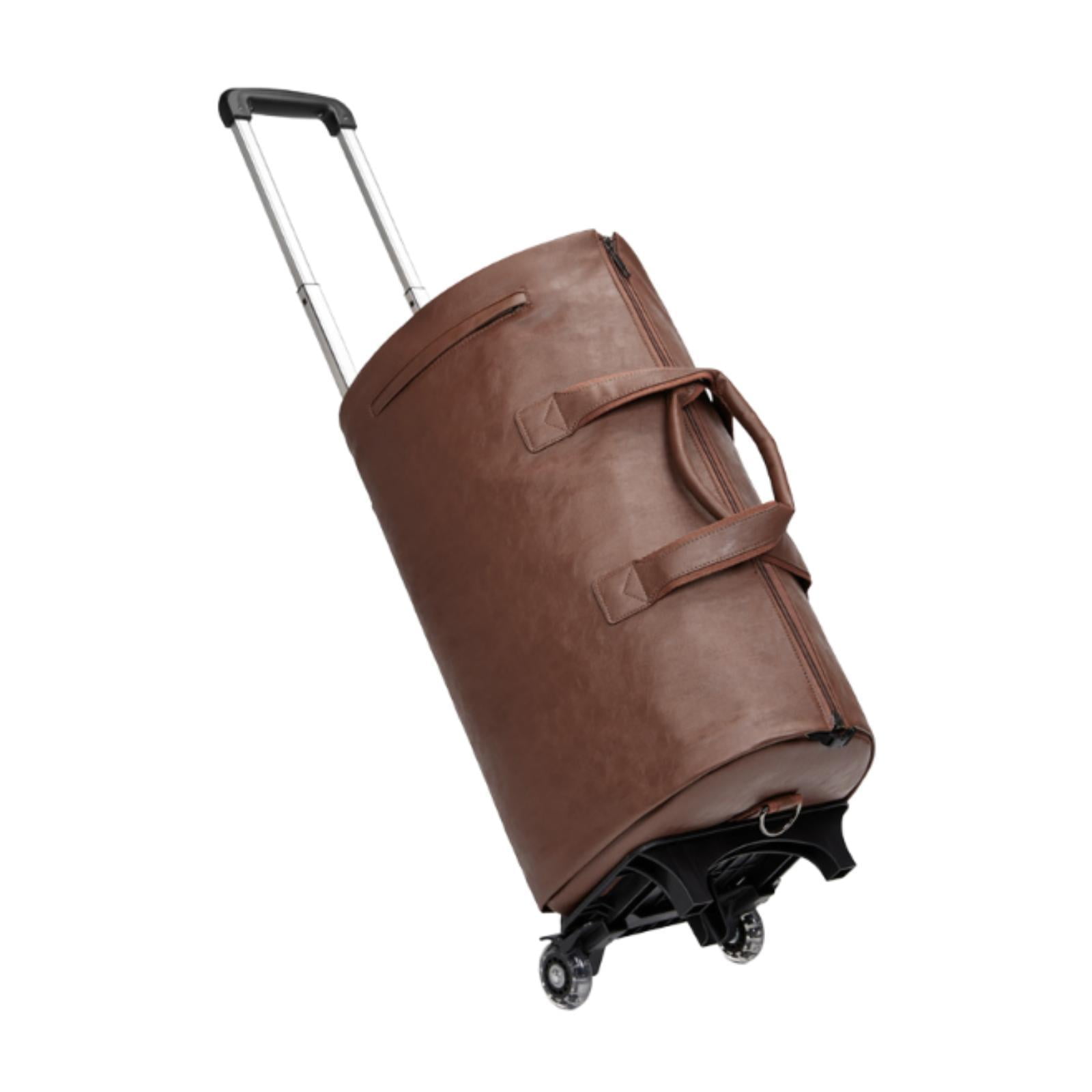 Leather garment bag with wheels on sale