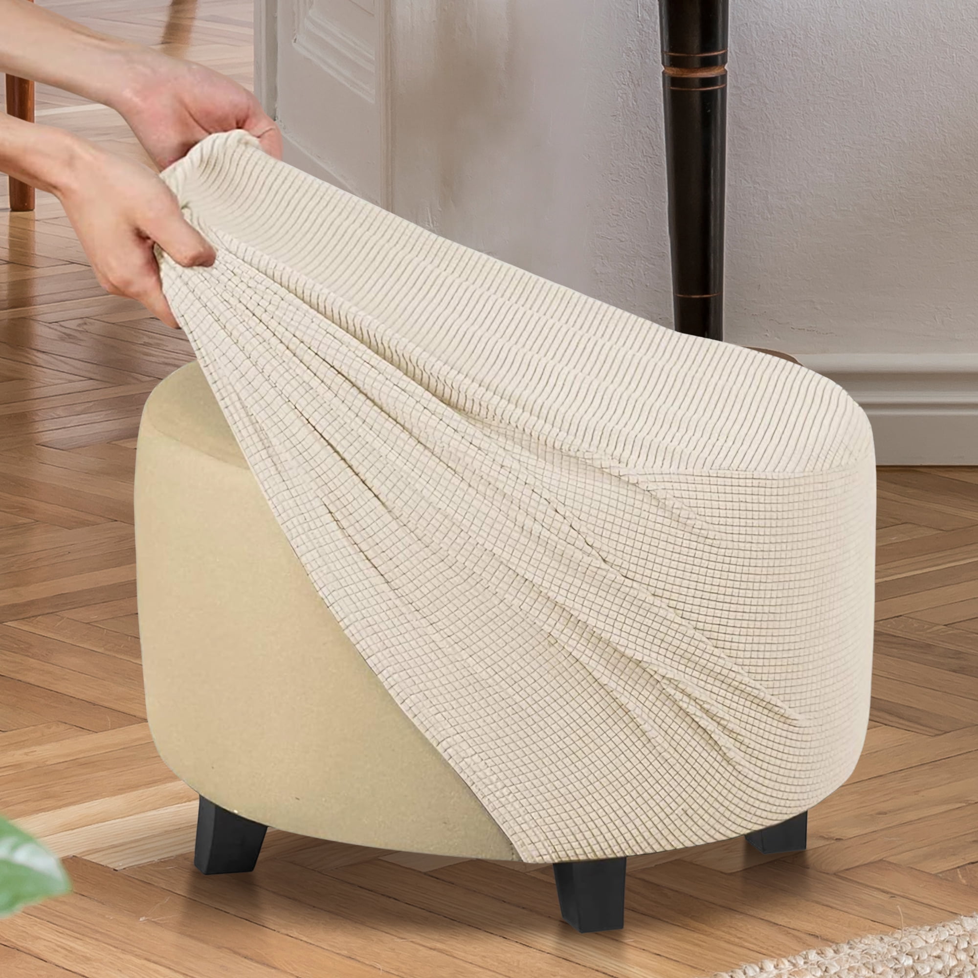 Menolana Small Ottoman With Sliding Cover Footrest, Seat Cover  