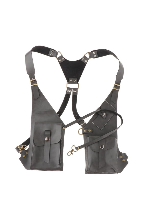Steampunk Shoulder Harness Pouch Wear Resistant Wallet Bag for Motorcycling Street Gray