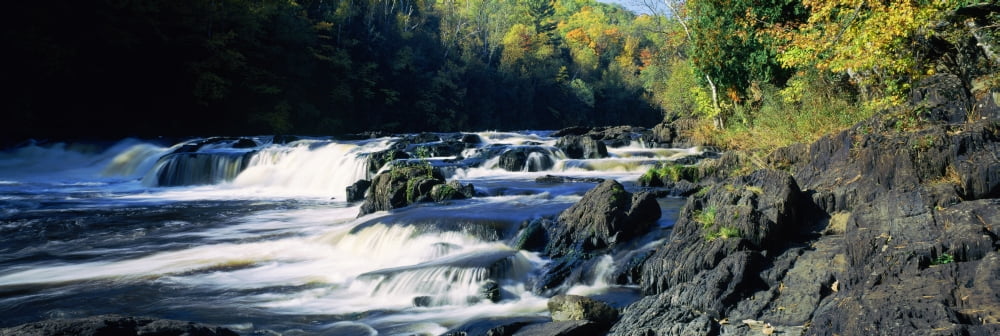 Menominee River falling into Piers Gorge Upper Peninsula of Michigan Michigan USA Canvas Art - Panoramic Images (27 x 9)
