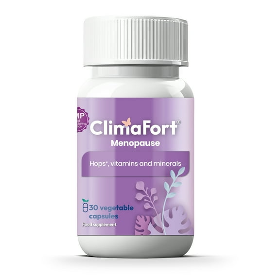 ClimaFort Menopause Support | Helps with Hot Flashes, Night Sweats, Mood Swings | Hormone-Free Menopause Relief Pills for Women | Hops, Vitamins & Minerals | 30 capsules | 1 Capsule Daily
