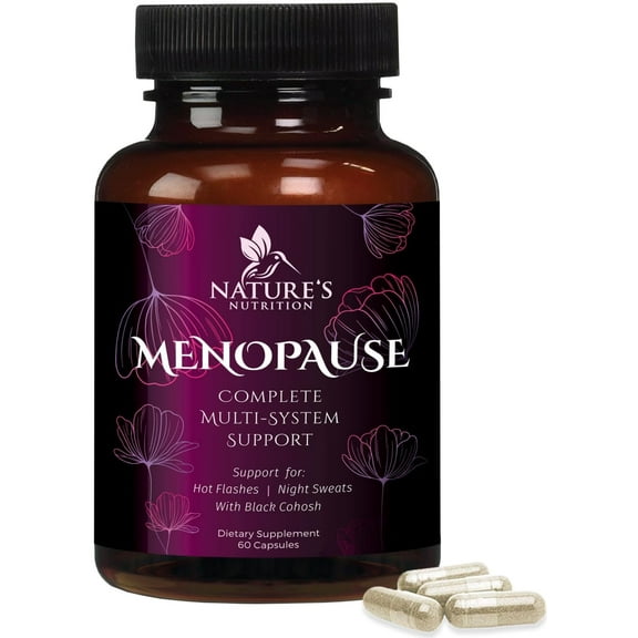 Menopause Supplements for Women with Black Cohosh - Hot Flash and Hormone Support for Women, Natural Menopause Relief Vitamins Support Mild Night Sweats & Balance, Bottled in USA - 60 Capsules