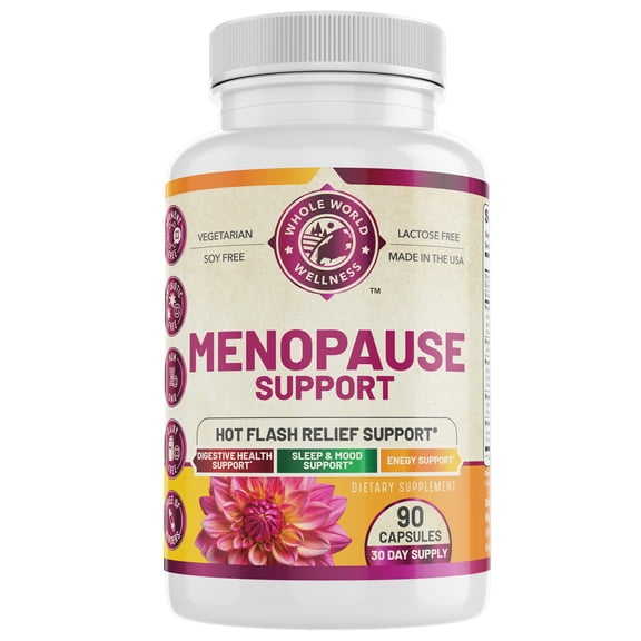 Complete Menopause Support with Probiotics & Prebiotics. Female Hormone Balance Support for Hot Flash Relief, Sleep and Mood. Dairy Free & Non-GMO. 90 Capsules, USA Made.