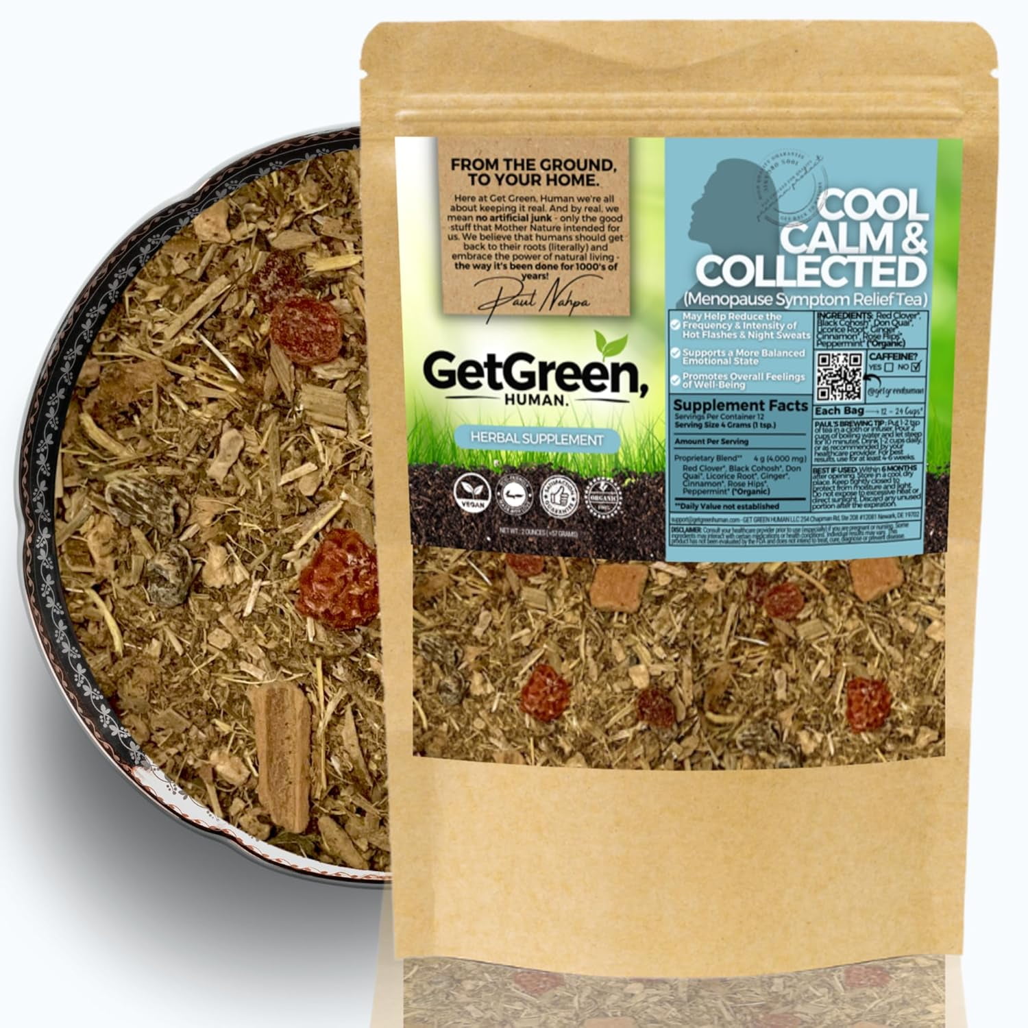 Menopause Symptom Relief Loose Leaf Tea w/ Red Clover, Black Cohosh