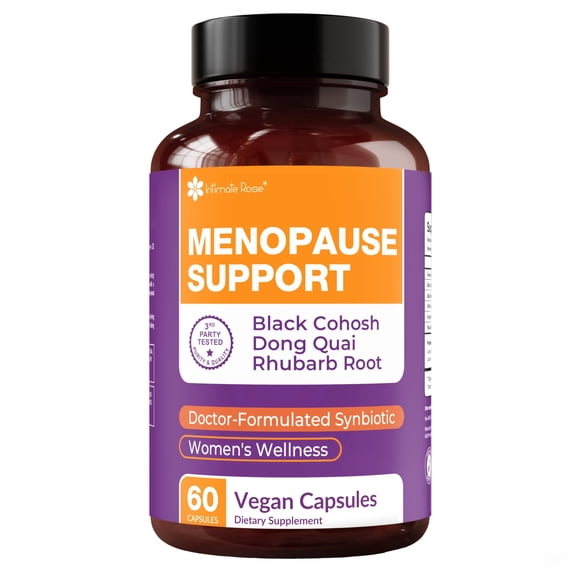 Intimate Rose Menopause Supplements for Women, Synbiotic - Black Cohosh for Menopause Hot Flashes - Womens Probiotics and Prebiotics - 60 Vegan Capsules