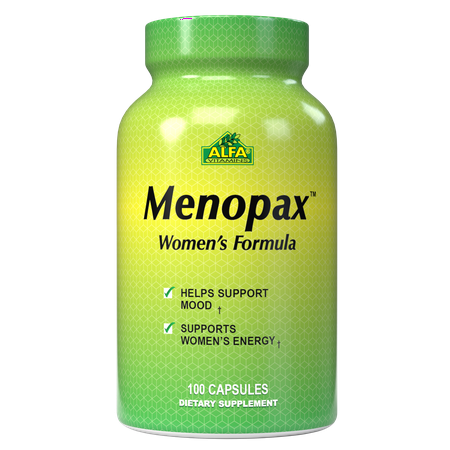 Menopax women's menopause complete natural supplement formula by Alfa Vitamins - energy support - mood enhancer - 100 Capsules
