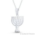 thumbnail image 1 of Menorah 7-Candle Lampstand Jewish Charm Pendant & Chain Necklace in .925 Sterling Silver, 1 of 1