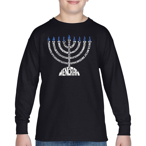 Menorah - Boy's Word Art Long Sleeve T-Shirt