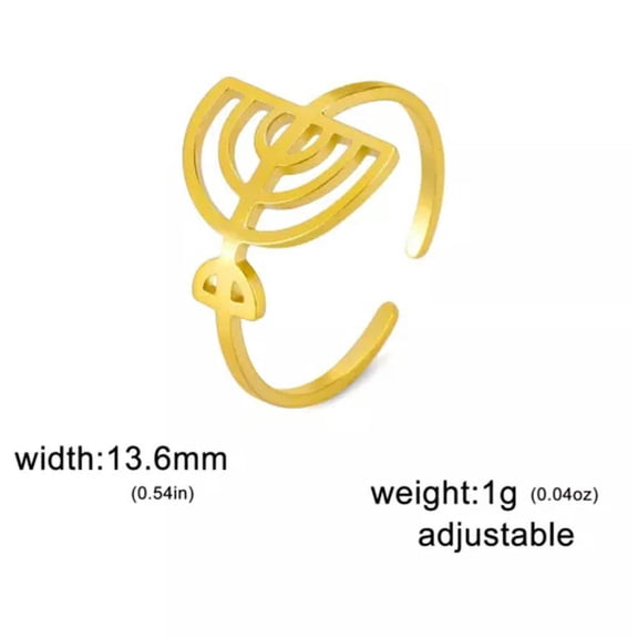 Menorah Candle Holder Ring Stainless Steel Adjustable Rings Religious Jewelry