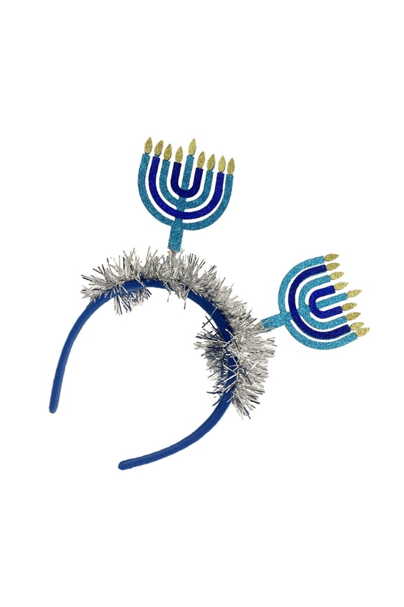 Menorah Hairband Hanukkah Gift, Decorative Hair Ornament Blue Headwear Headgear for Jewish Holiday Decorations
