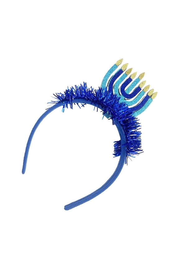 Menorah Hairband Hanukkah Gift, Decorative Hair Ornament Blue Headwear Headgear for Jewish Holiday Decorations