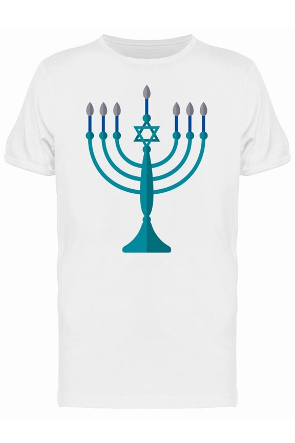 Menorah Hanukkah Candelabrum T-Shirt Men -Image by Shutterstock, Male x-Large