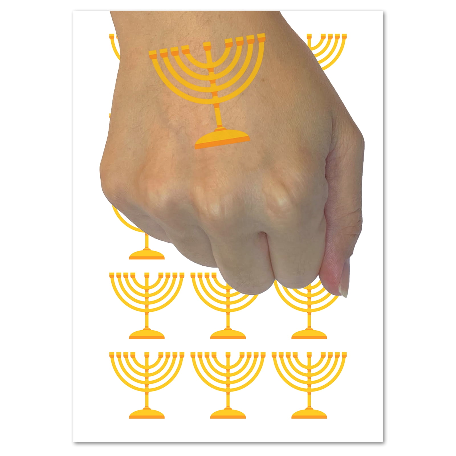 Menorah Hanukkah Water Resistant Temporary Tattoo Set Fake Body Art