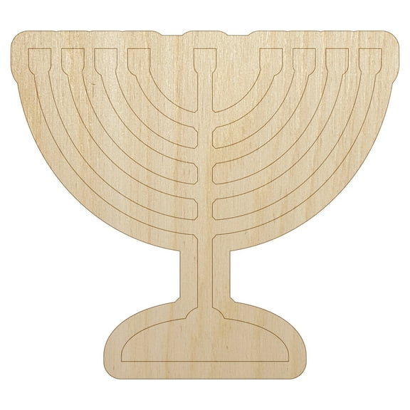 Menorah Hanukkah Wood Shape Unfinished Piece Cutout Craft DIY Projects - 6.25 Inch Size - 1/4 Inch Thick