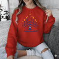 thumbnail image 1 of Menorah Jewish Gift Hanukkah Holiday Celebration Festival Sweatshirt, up to size 5XL, 1 of 2