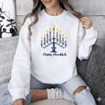 thumbnail image 1 of Menorah Jewish Gift Hanukkah Holiday Celebration Festival Sweatshirt, up to size 5XL, 1 of 2