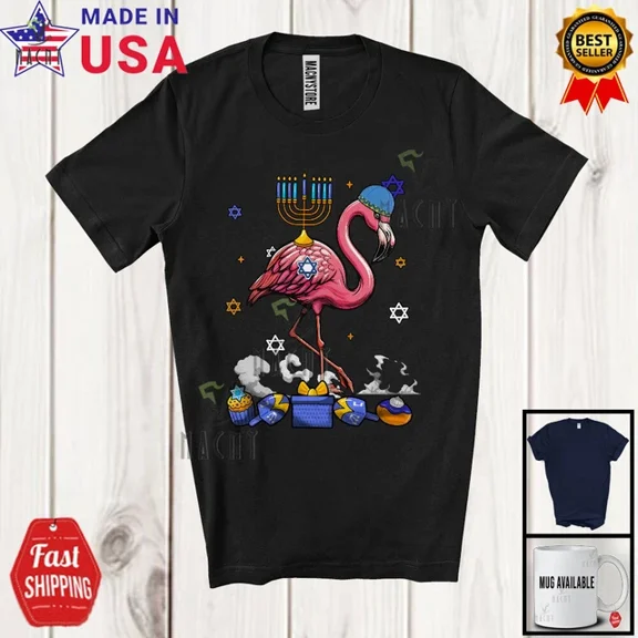 Menorah On Flamingo, Hanukkah Flamingo Animal, Family Group T-Shirt Unisex S-5XL Hot Trending Shirt, Vintage Birthday Gift