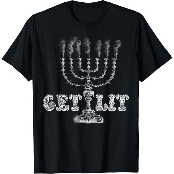 Menorah Party Hanukkah T-Shirt- American fashion hot selling casual retro high quality 100% cotton T-shirt 1 piece