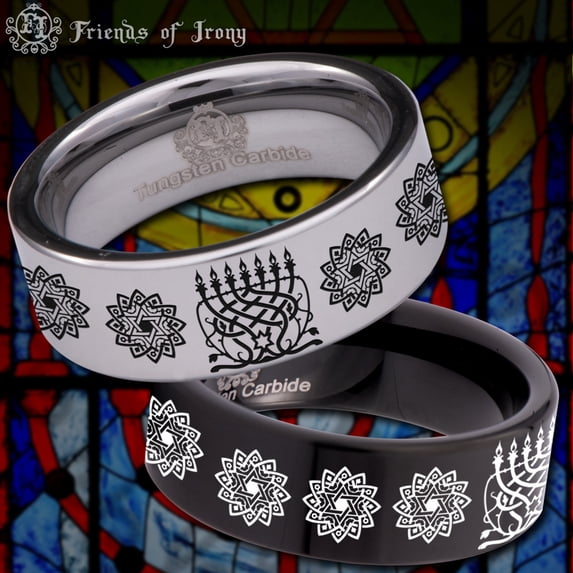 Menorah Tungsten Carbide Ring