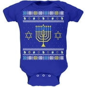 OLD GLORY Menorah Ugly Hanukkah Sweater Royal Soft Baby One Piece - 9-12 months