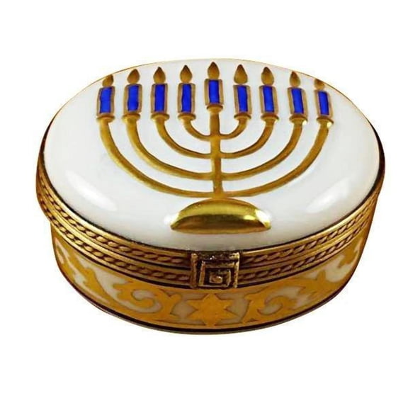Menorah White Limoges Box for Collectors | Limoges Boutique Limoges Box Porcelain Figurine
