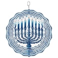 thumbnail image 1 of Menorah Wind Spinner Metal Outdoor Decor Hanukkah Celebration Blue White, 1 of 5