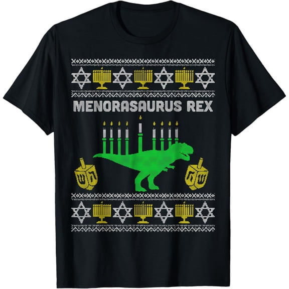 Menorasaurus Rex Shirt Kids Hanukkah, Jewish Chanukah Gift T-Shirt