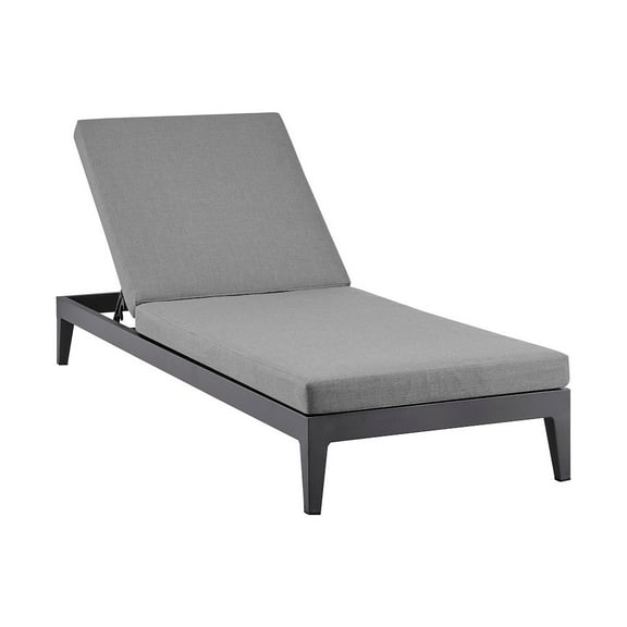 Menorca Outdoor Patio Adjustable Chaise Chair in Aluminum with Grey Cushions
